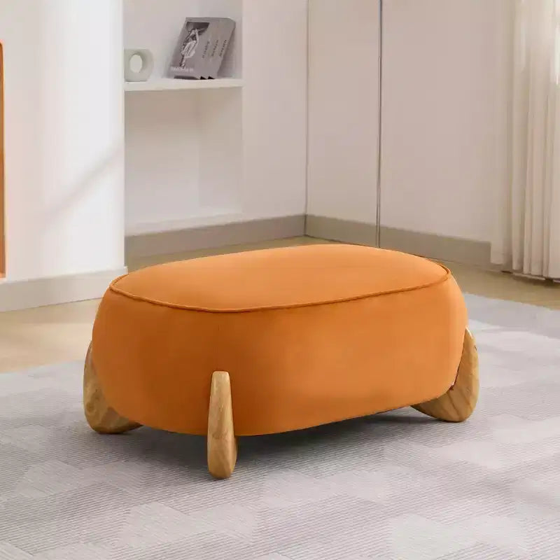 Pouffe de confort surdimensionné en velours de 38,58'', avec pieds en bois massif, grands repose-pieds pour chambre à coucher, salon, chambre d'enfant