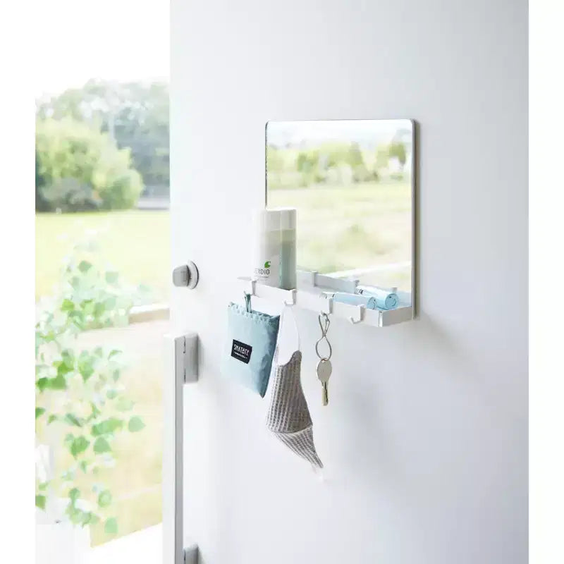 Yamazaki Home - Magnetic Mirror with Storage Rack - Glass