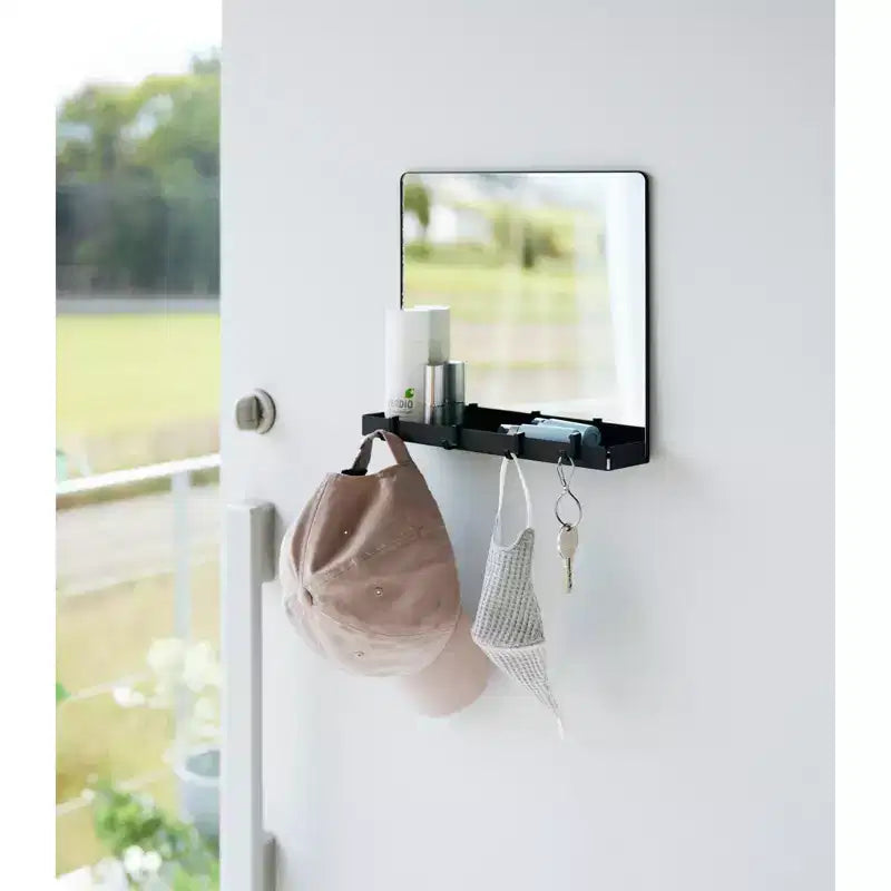 Miroir magnétique avec support de rangement - Verre