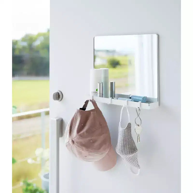 Miroir magnétique avec support de rangement - Verre