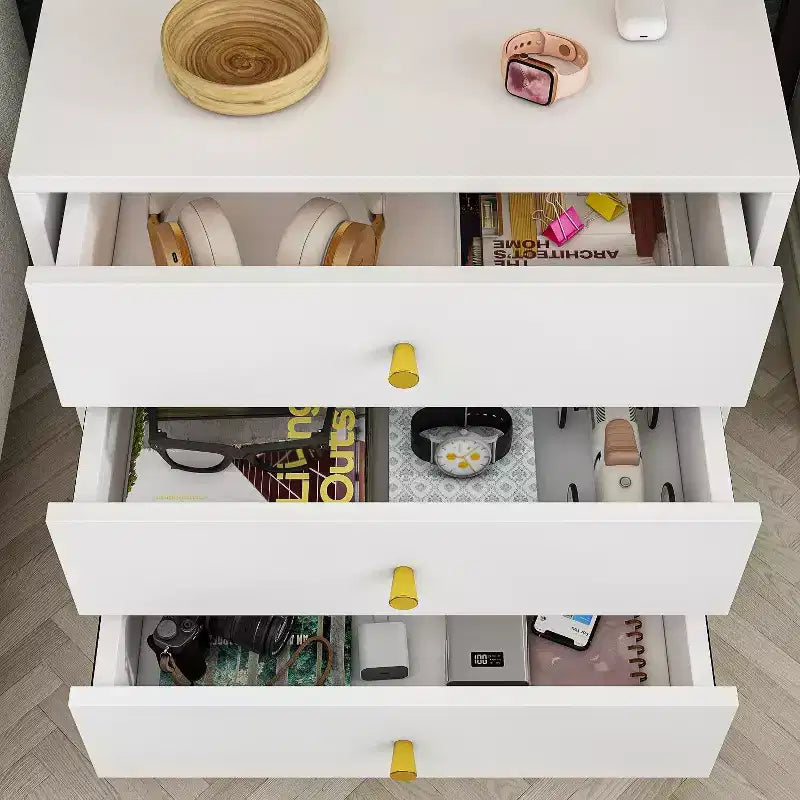 Table de Chevet Blanche 3 Tiroirs Coulissants Belle et Durable