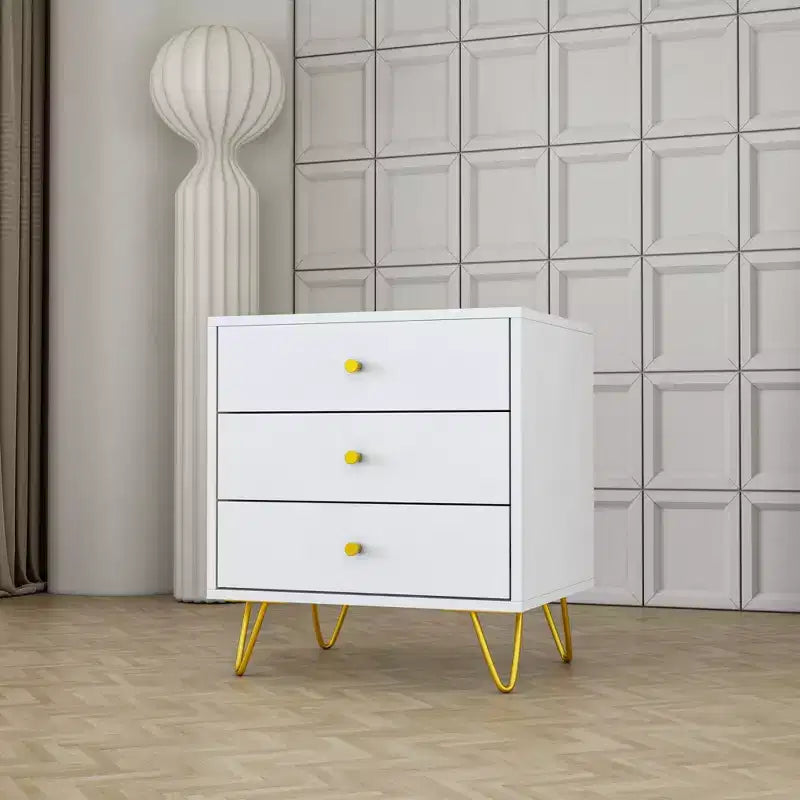 Table de Chevet Blanche 3 Tiroirs Coulissants Belle et Durable