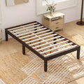 Costway Twin/Full/Queen Size Wooden Platform Bed Frame 14 with Rubber Wood Legs Under-bed Storage Brown