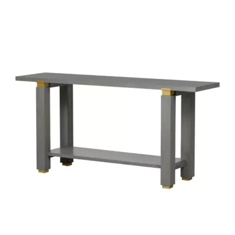 Console moderne minimaliste, Table d'entrée en bois avec étagère et accents métalliques pour couloir, salon ou derrière un canapé
