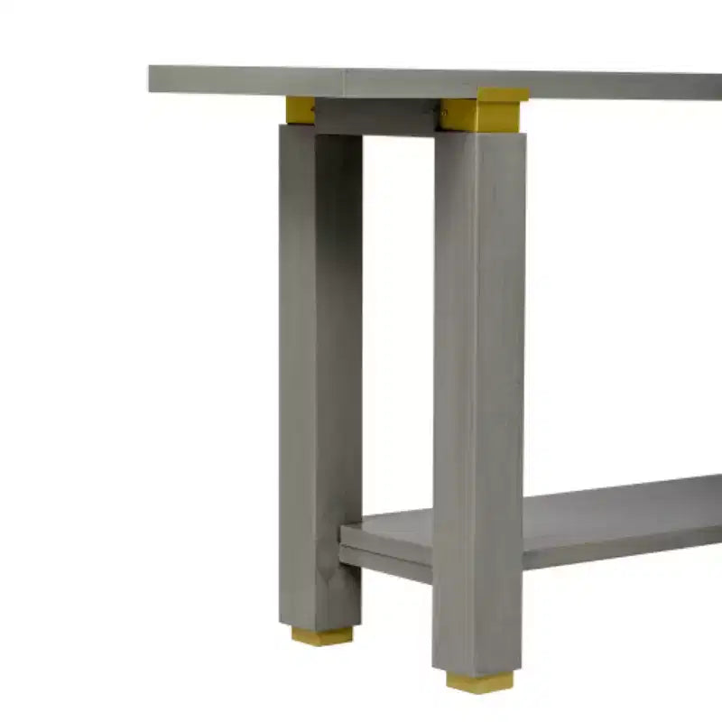 Console moderne minimaliste, Table d'entrée en bois avec étagère et accents métalliques pour couloir, salon ou derrière un canapé