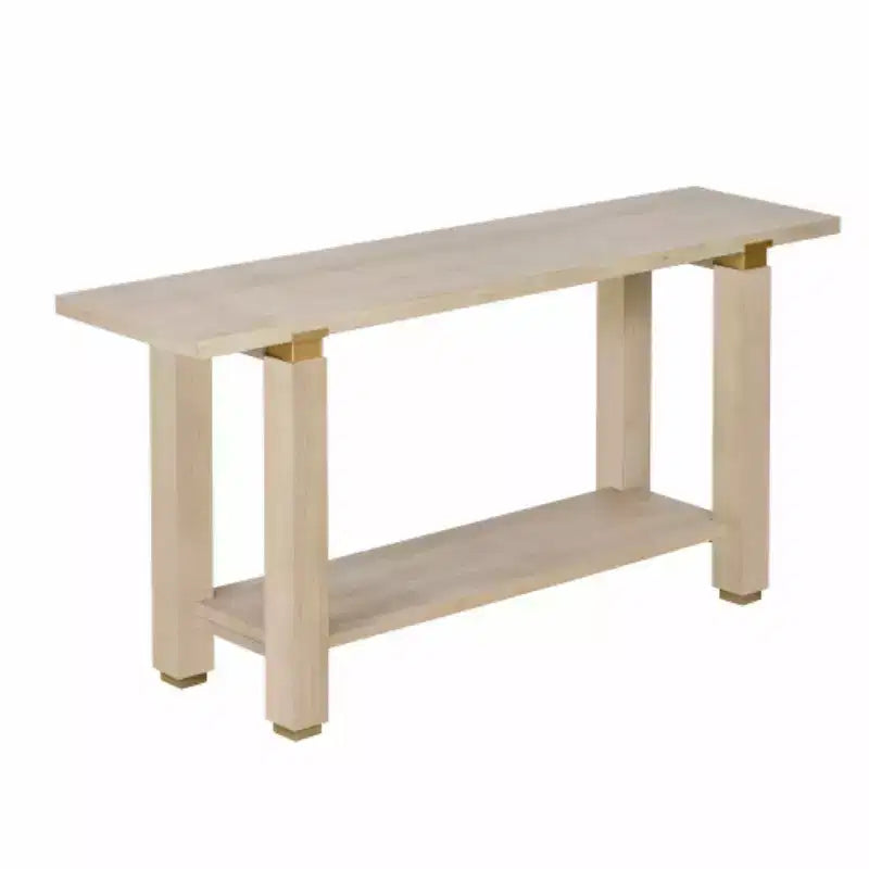 Console moderne minimaliste, Table d'entrée en bois avec étagère et accents métalliques pour couloir, salon ou derrière un canapé