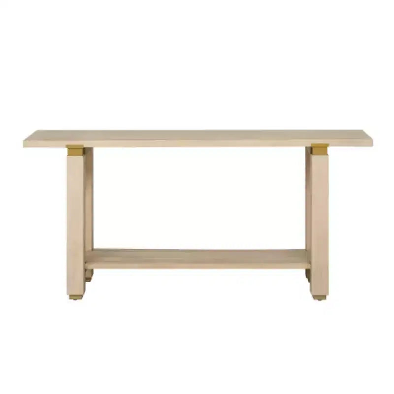 Console moderne minimaliste, Table d'entrée en bois avec étagère et accents métalliques pour couloir, salon ou derrière un canapé