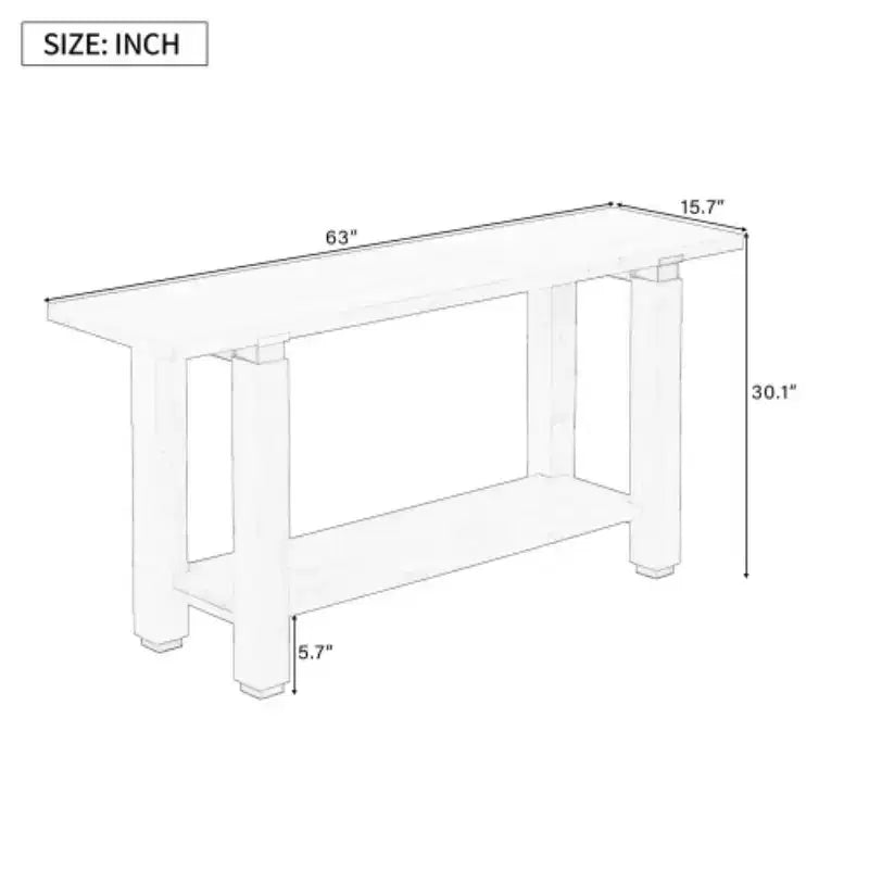 Console moderne minimaliste, Table d'entrée en bois avec étagère et accents métalliques pour couloir, salon ou derrière un canapé
