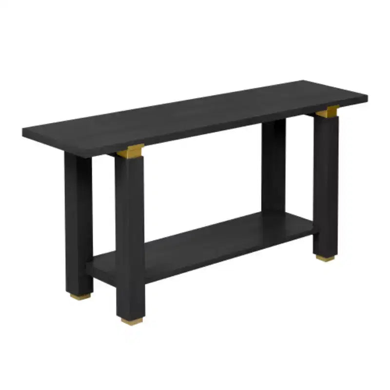 Console moderne minimaliste, Table d'entrée en bois avec étagère et accents métalliques pour couloir, salon ou derrière un canapé