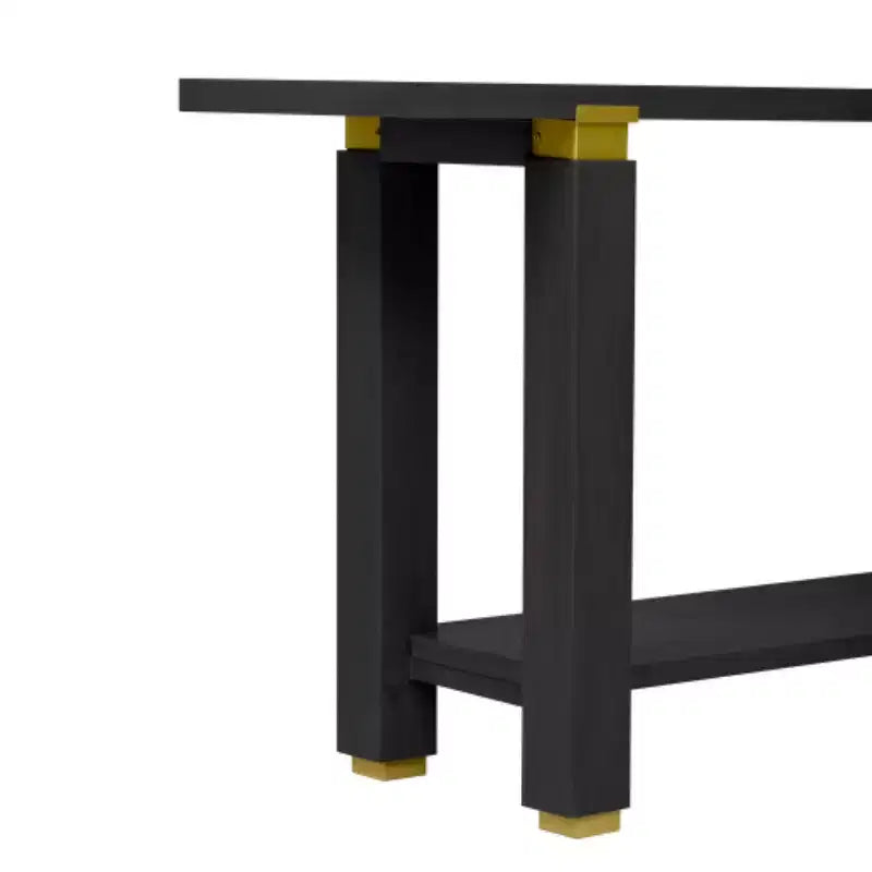 Console moderne minimaliste, Table d'entrée en bois avec étagère et accents métalliques pour couloir, salon ou derrière un canapé