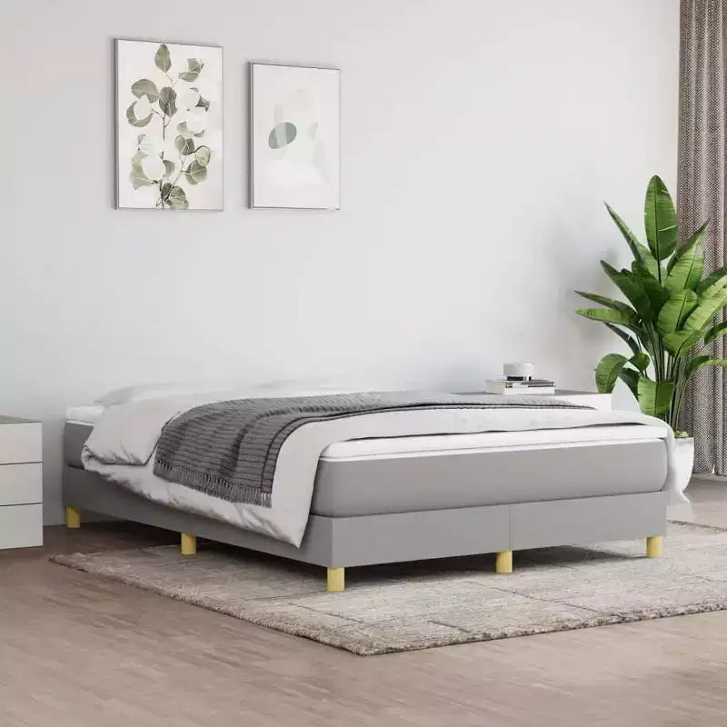 Bed Frame Light Grey 100% polyester fabric, plywood, engineered wood