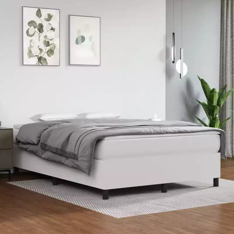 Bed Frame White Faux leather, plywood, engineered wood Queen