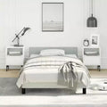 Bed Frame With Headboard Light Grey Velvet, Plywood, Engineered Wood