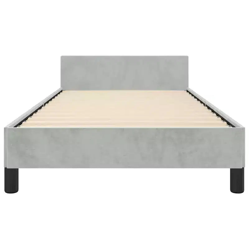 Cadre de lit avec tête de lit velours gris clair, contreplaqué, bois manufacturé