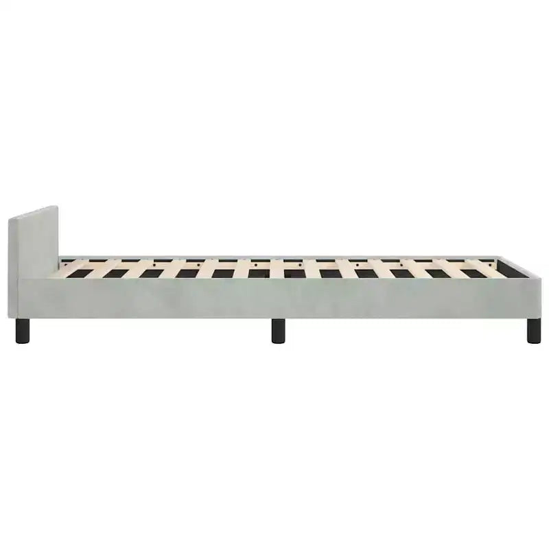 Cadre de lit avec tête de lit velours gris clair, contreplaqué, bois manufacturé
