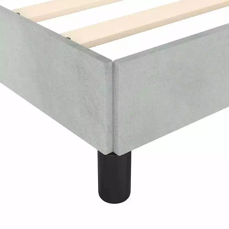Cadre de lit avec tête de lit velours gris clair, contreplaqué, bois manufacturé