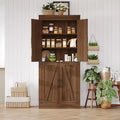 Armoire de cuisine haute de 180 cm, grand meuble de rangement en bois style ferme avec 4 portes coulissantes et étagères réglables pour salle à manger et salon