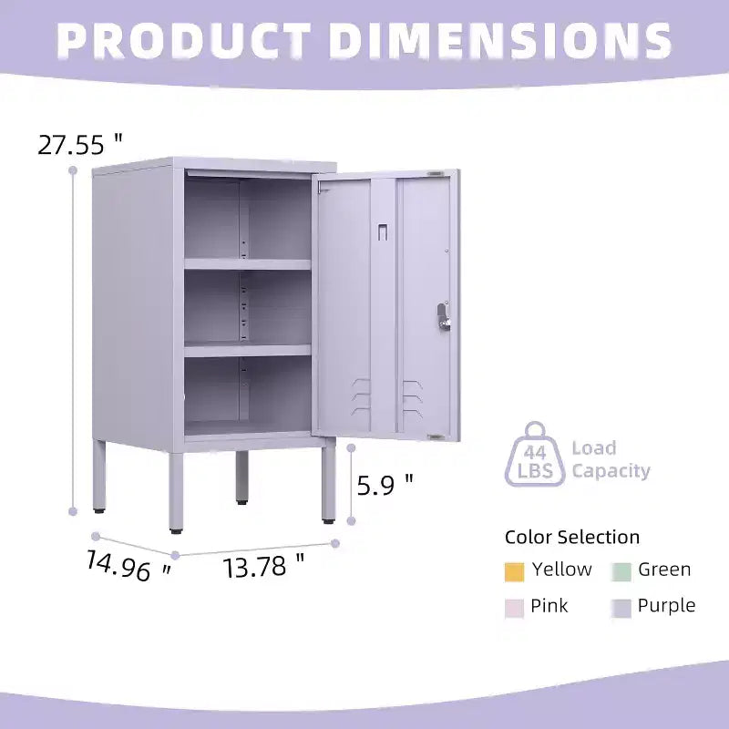 Table d'appoint casier en métal, table de chevet minimaliste moderne avec 2 étagères réglables, conception anti-basculement, meuble de rangement multiple pour salon et chambre