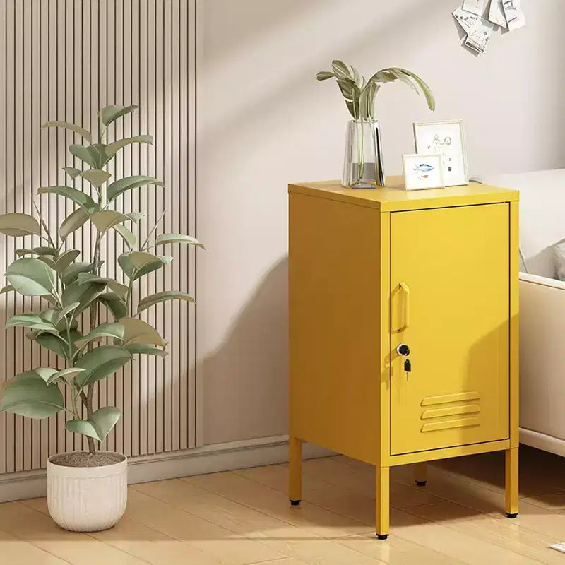 Table d'appoint casier en métal, table de chevet minimaliste moderne avec 2 étagères réglables, conception anti-basculement, meuble de rangement multiple pour salon et chambre