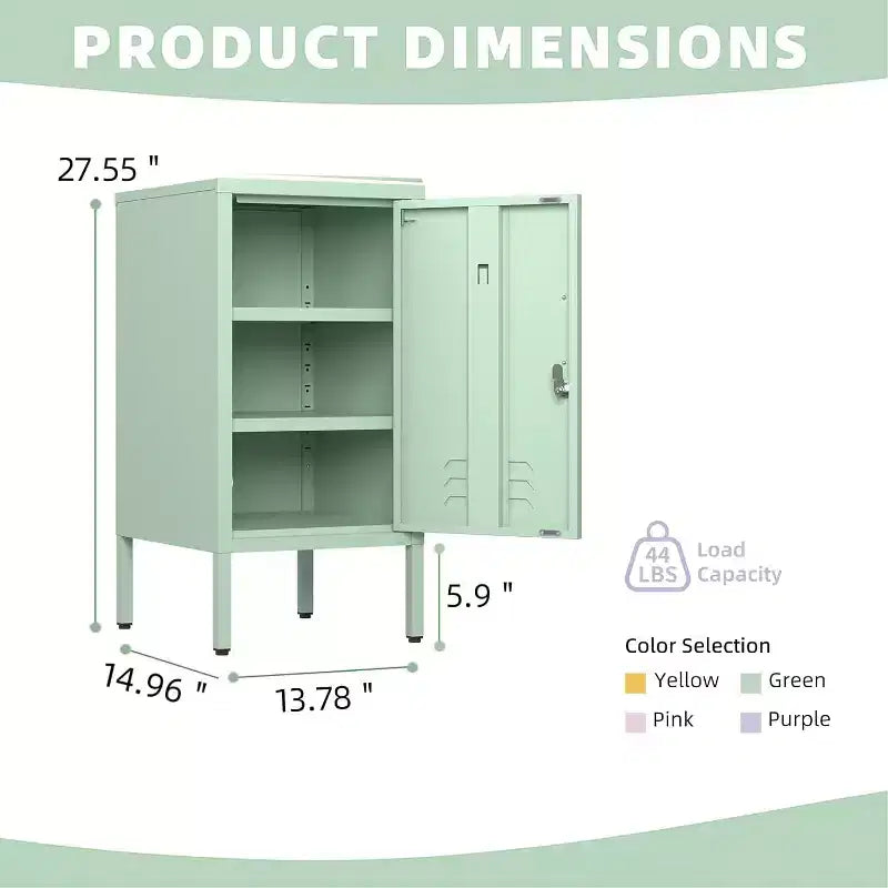 Table d'appoint casier en métal, table de chevet minimaliste moderne avec 2 étagères réglables, conception anti-basculement, meuble de rangement multiple pour salon et chambre