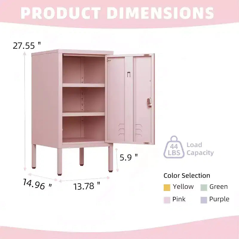 Table d'appoint casier en métal, table de chevet minimaliste moderne avec 2 étagères réglables, conception anti-basculement, meuble de rangement multiple pour salon et chambre