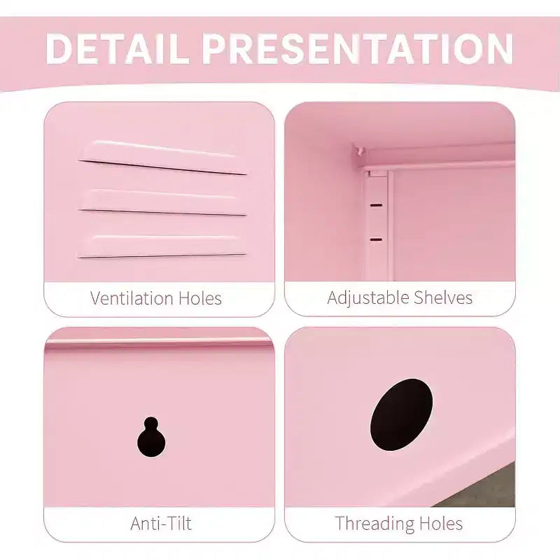 Table d'appoint casier en métal, table de chevet minimaliste moderne avec 2 étagères réglables, conception anti-basculement, meuble de rangement multiple pour salon et chambre