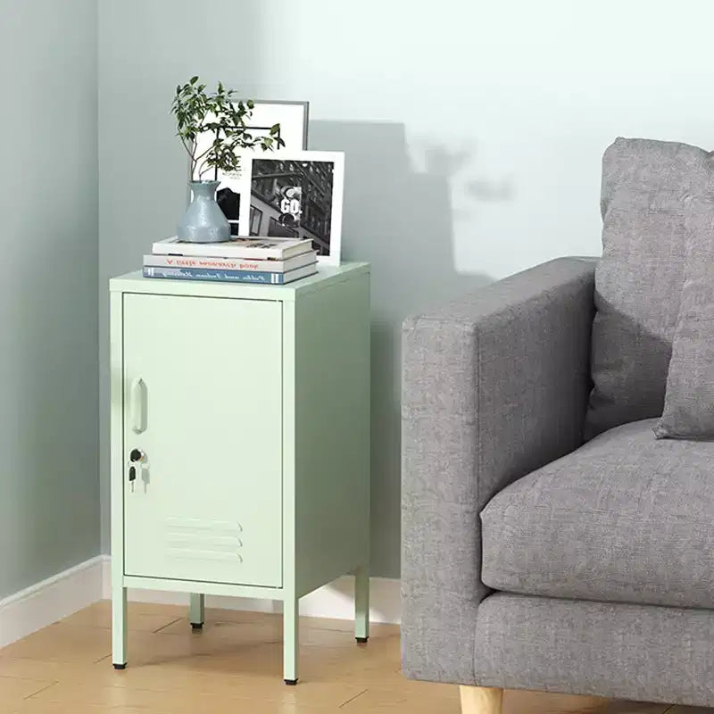 Metal Locker End Table, Modern Minimalist Room Side Table with 2 Adjustable Shelf,Anti-Tilt Design, Multi Storage Cabinet for Living Room Bedroom