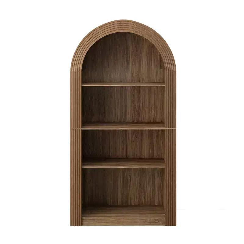 Étagère bibliothèque arquée à 4 niveaux de style Mid-century, armoire de rangement ouverte en bois pour bureau et salon.