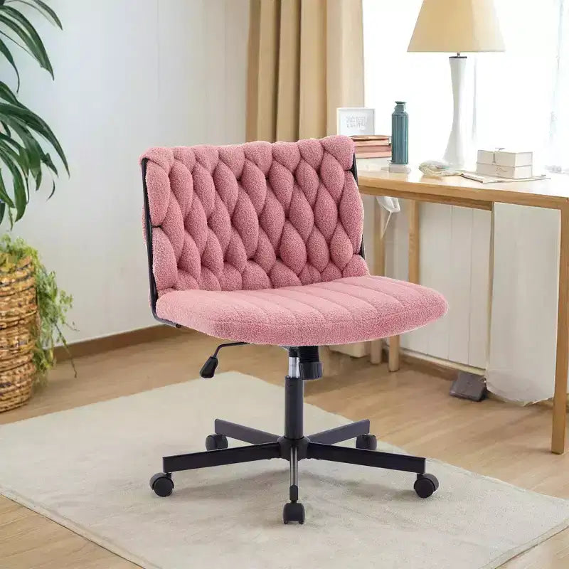 Chaise de bureau large, chaise Criss Cross avec fonction bascule et hauteur réglable, chaise pivotante sans accoudoirs confortable