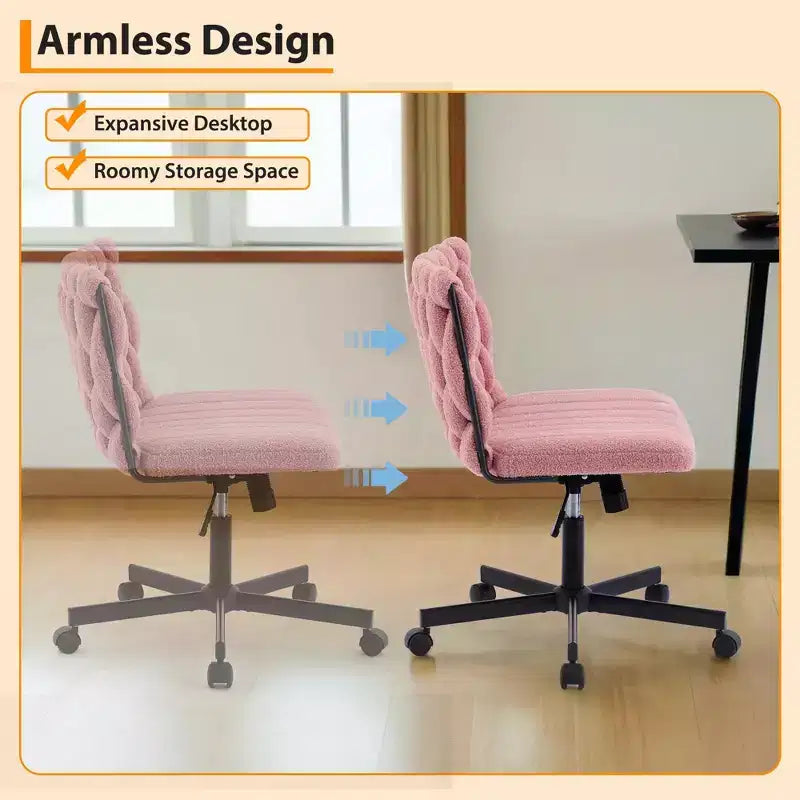 Chaise de bureau large, chaise Criss Cross avec fonction bascule et hauteur réglable, chaise pivotante sans accoudoirs confortable