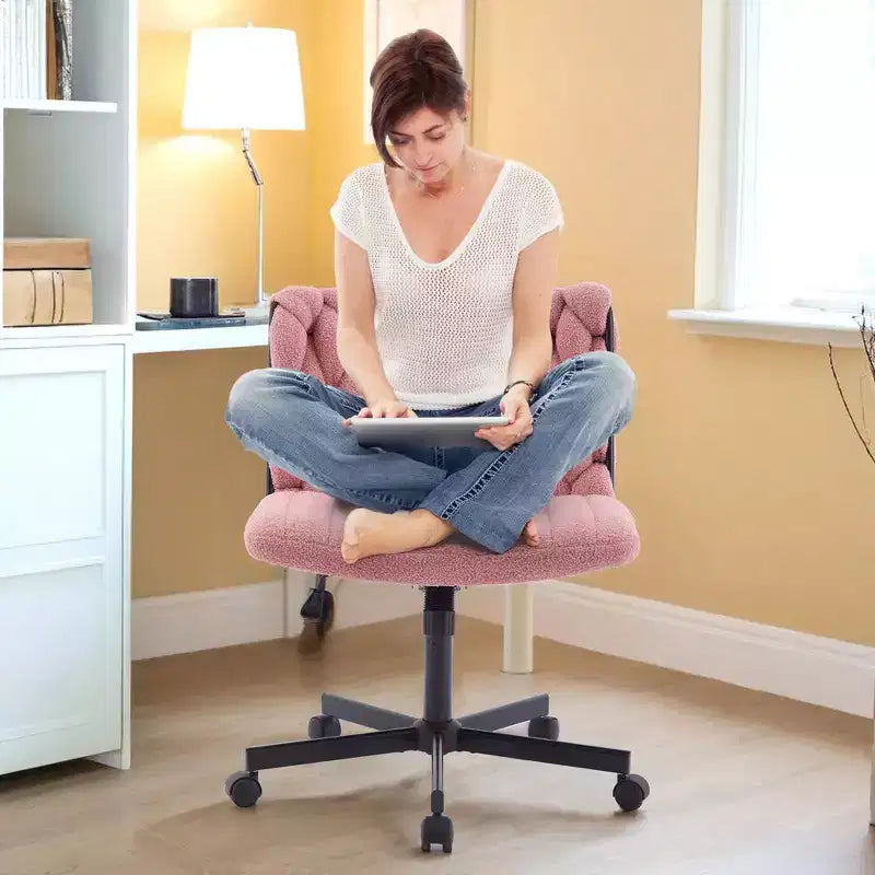 Chaise de bureau large, chaise Criss Cross avec fonction bascule et hauteur réglable, chaise pivotante sans accoudoirs confortable