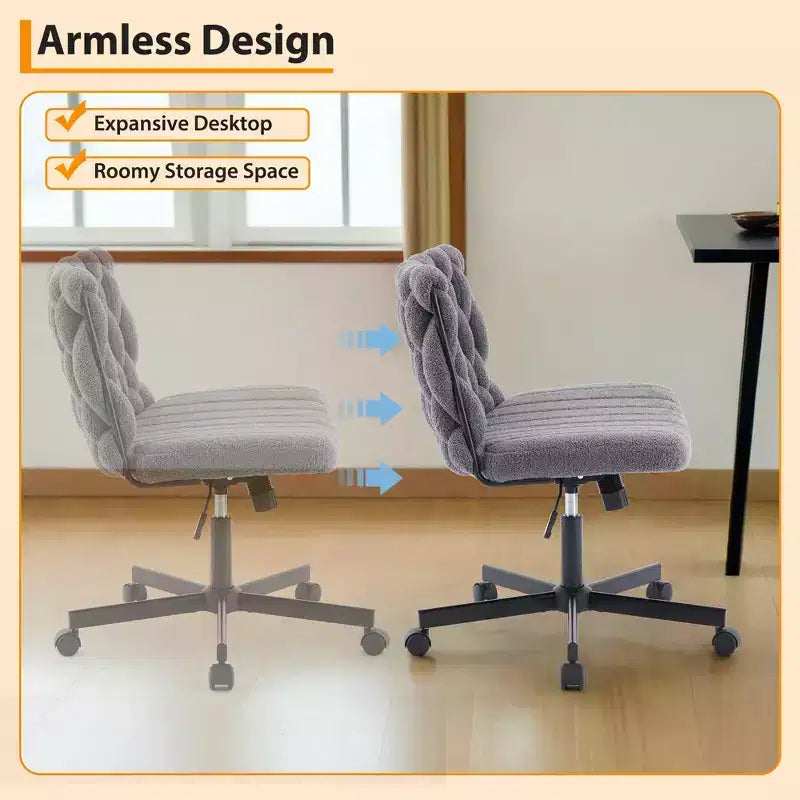 Chaise de bureau large, chaise Criss Cross avec fonction bascule et hauteur réglable, chaise pivotante sans accoudoirs confortable