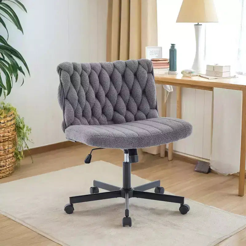 Chaise de bureau large, chaise Criss Cross avec fonction bascule et hauteur réglable, chaise pivotante sans accoudoirs confortable
