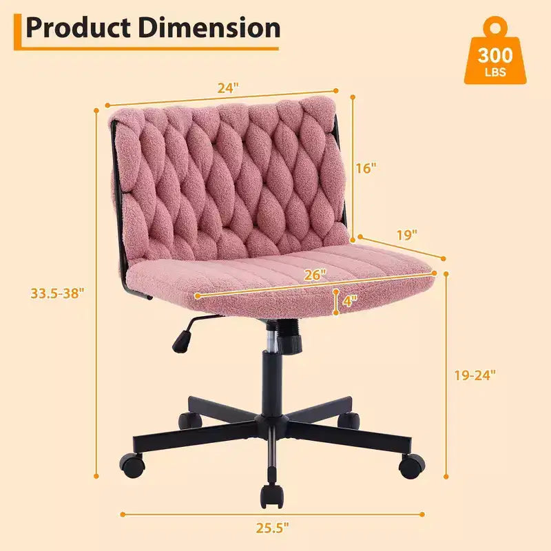 Chaise de bureau large, chaise Criss Cross avec fonction bascule et hauteur réglable, chaise pivotante sans accoudoirs confortable