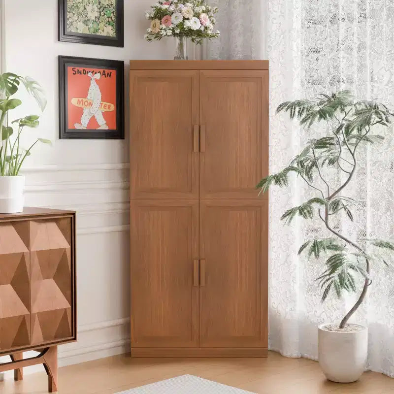 MAYEERTY Modern 4 Doors Utility Storage Cabinets Efficient Storage for Living Room Dining Room Bedroom Beige 2 Piece