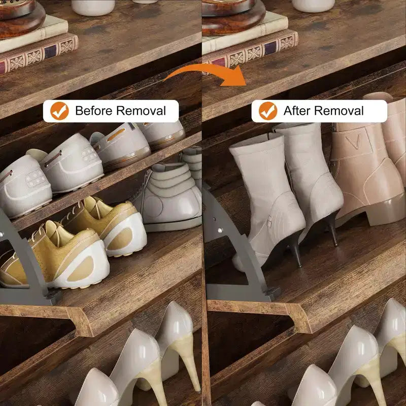 Meuble à chaussures 4 tiroirs à abattant avec étagère réglable – Organisateur de rangement en bois polyvalent pour le couloir, l'entrée et le salon