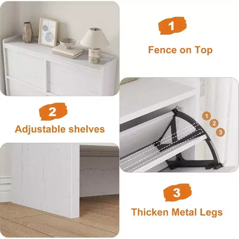 Meuble à chaussures 4 tiroirs à abattant avec étagère réglable – Organisateur de rangement en bois polyvalent pour le couloir, l'entrée et le salon