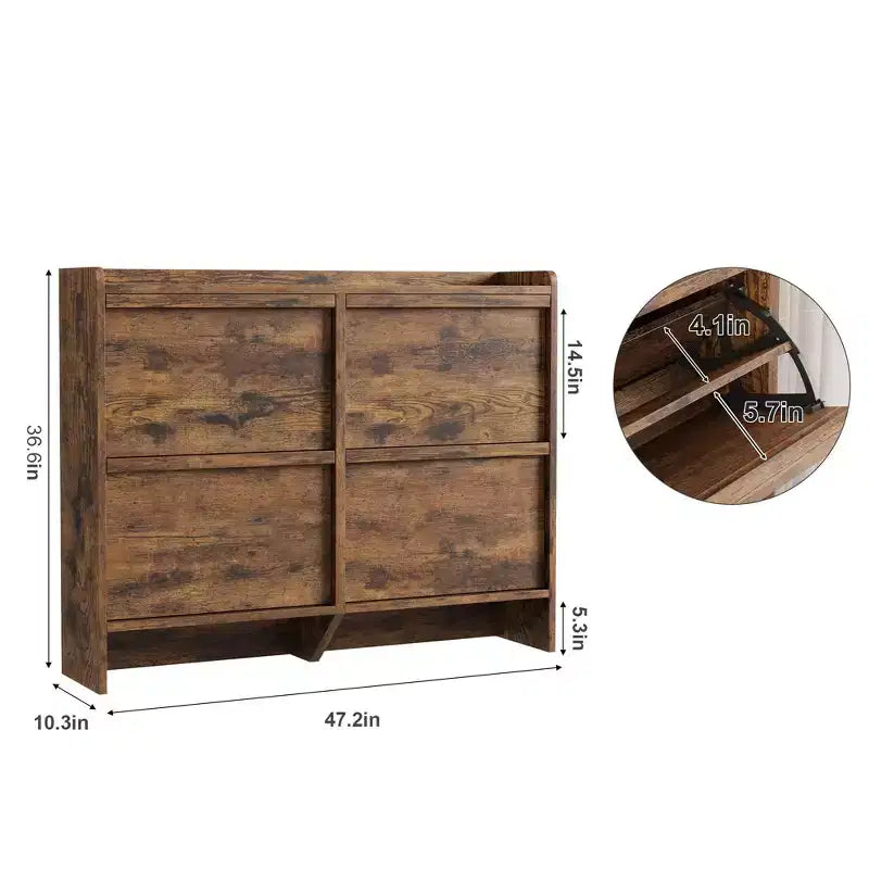 Meuble à chaussures 4 tiroirs à abattant avec étagère réglable – Organisateur de rangement en bois polyvalent pour le couloir, l'entrée et le salon