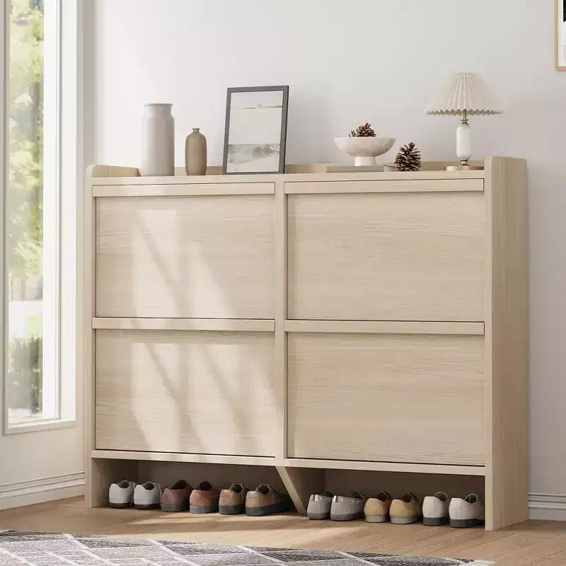 Meuble à chaussures 4 tiroirs à abattant avec étagère réglable – Organisateur de rangement en bois polyvalent pour le couloir, l'entrée et le salon