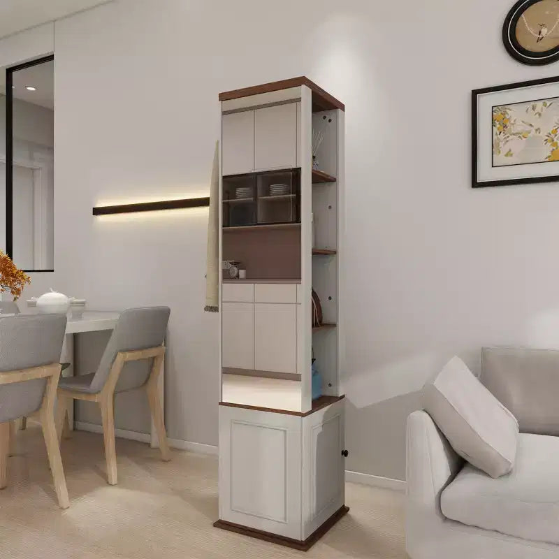 Armoire de cuisine en bois blanc antique de 40 cm.