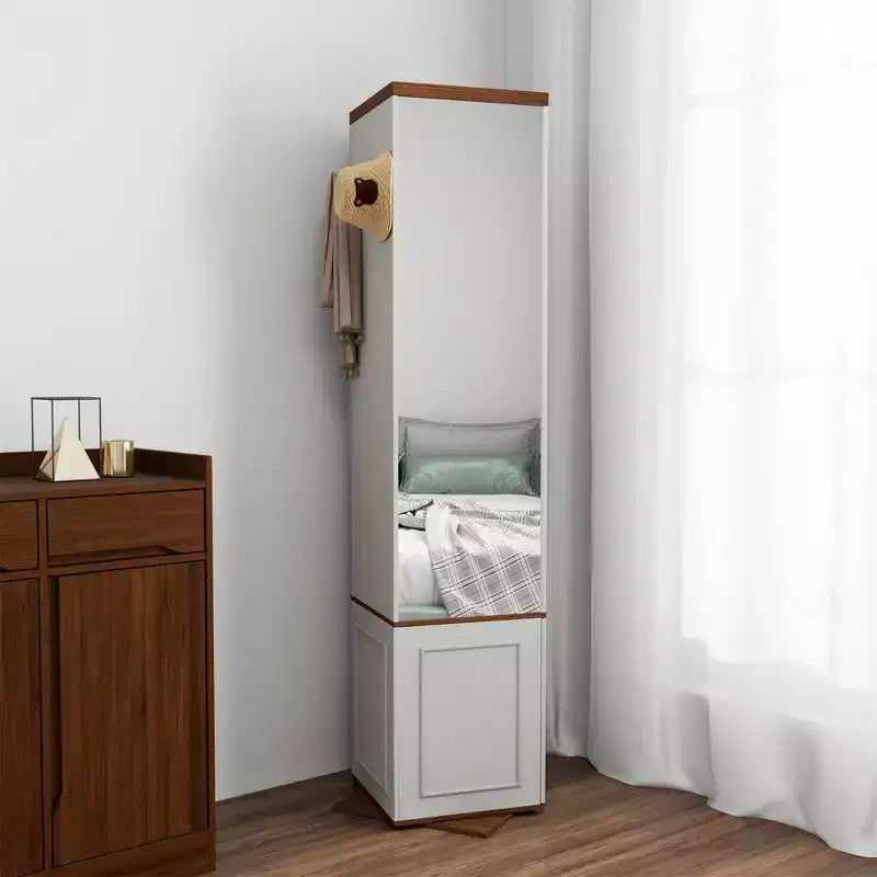 Armoire de cuisine en bois blanc antique de 40 cm.