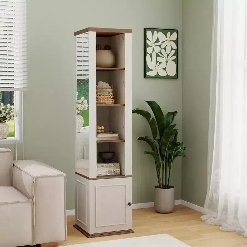 Armoire de cuisine en bois blanc antique de 40 cm.