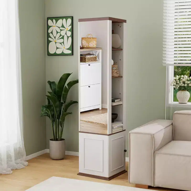 Armoire de cuisine en bois blanc antique de 40 cm.