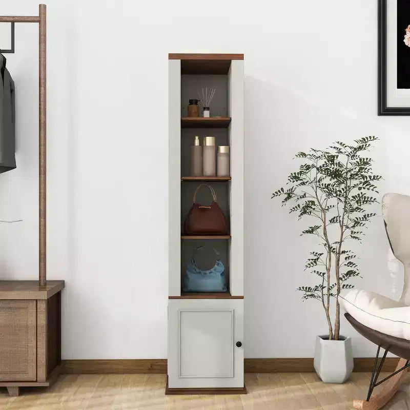 Armoire de cuisine en bois blanc antique de 40 cm.