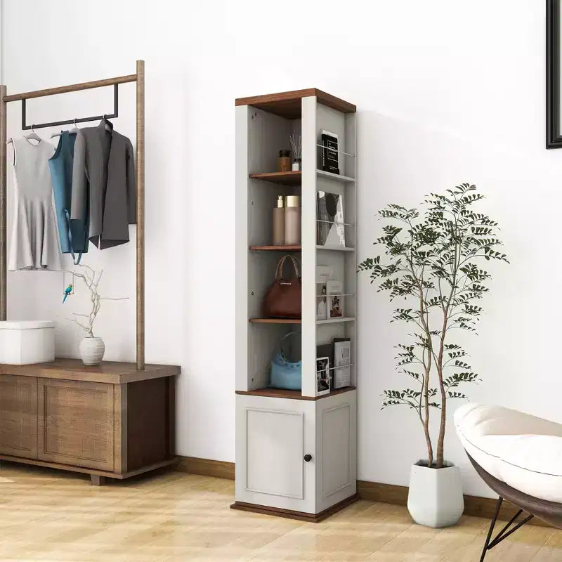 Armoire de cuisine en bois blanc antique de 40 cm.