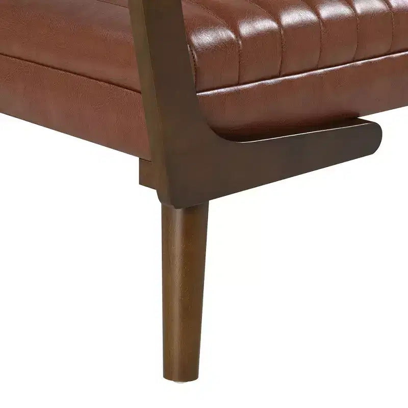 Banc moderne, banc de rangement capitonné à canal avec pieds en bois de noyer, tabouret repose-pieds en similicuir pour salon, chambre à coucher, entrée