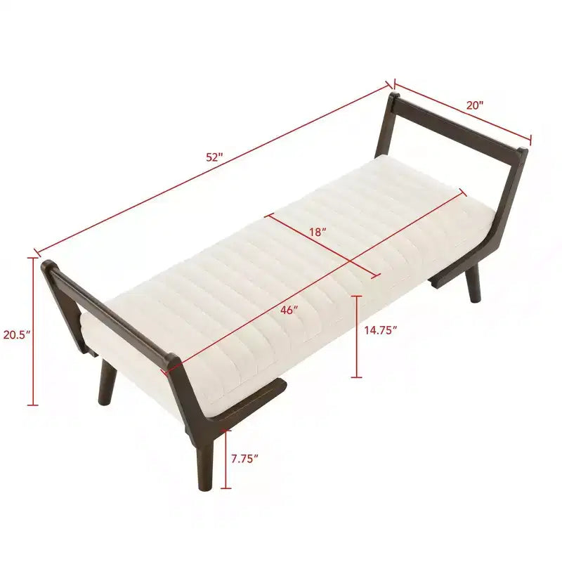 Banc moderne, banc de rangement capitonné à canal avec pieds en bois de noyer, tabouret repose-pieds en similicuir pour salon, chambre à coucher, entrée