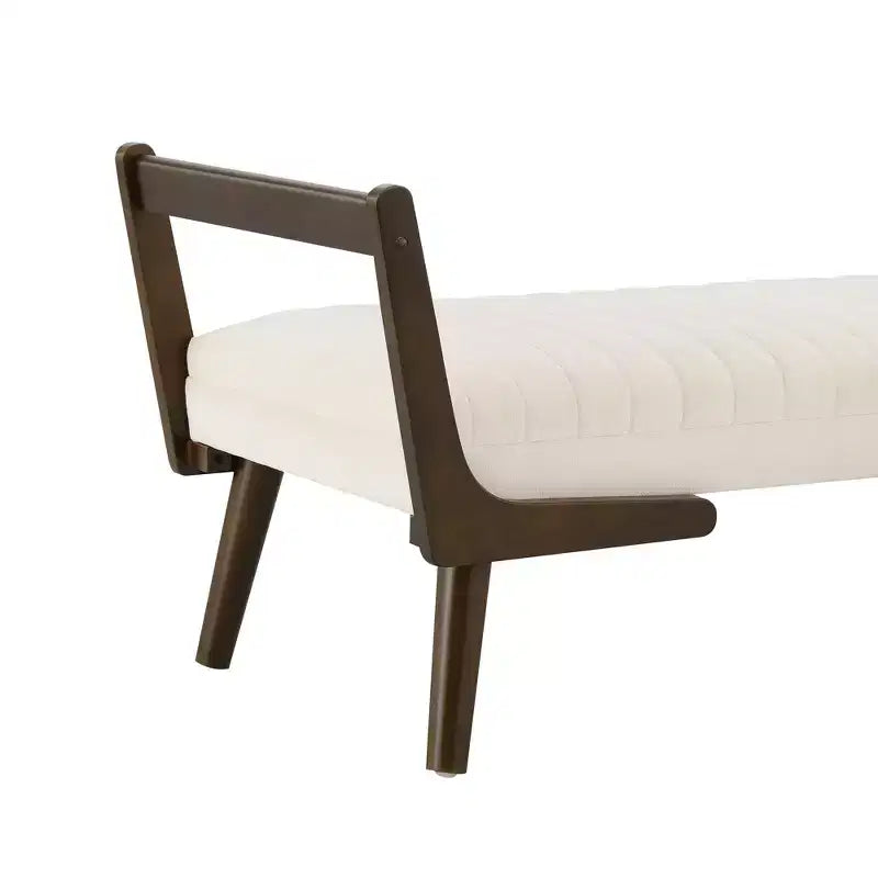 Banc moderne, banc de rangement capitonné à canal avec pieds en bois de noyer, tabouret repose-pieds en similicuir pour salon, chambre à coucher, entrée