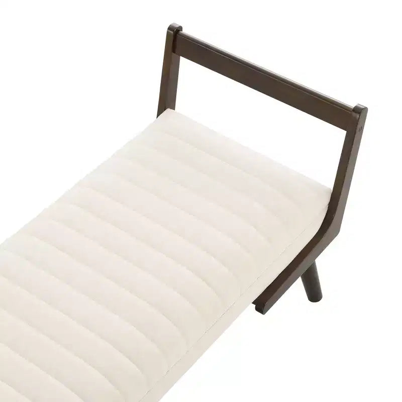 Banc moderne, banc de rangement capitonné à canal avec pieds en bois de noyer, tabouret repose-pieds en similicuir pour salon, chambre à coucher, entrée