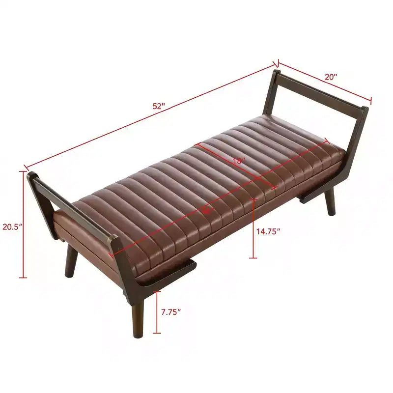 Banc moderne, banc de rangement capitonné à canal avec pieds en bois de noyer, tabouret repose-pieds en similicuir pour salon, chambre à coucher, entrée